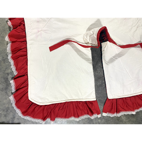Christmas Tree Skirt Plaid Classic Red w Ruffle Edge Lined With Ties XL 52 x 52 - Picture 9 of 10